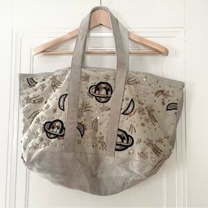 Free People Large Gray Suede Embellished Shoulder Bag